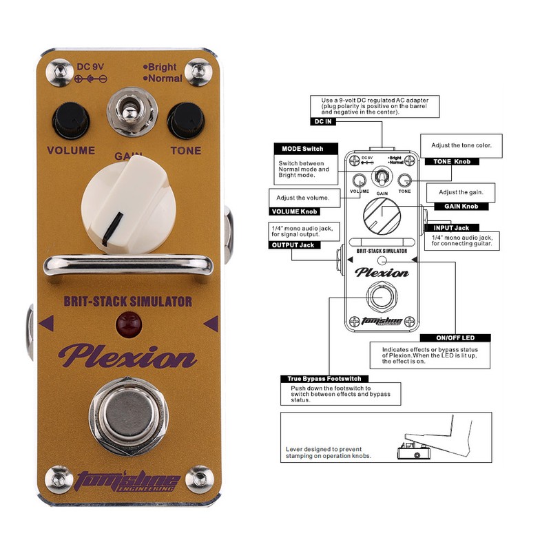 AROMA APN-3 Plexion Brit-stack Simulator Electric Guitar Effect Pedal Mini