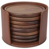 8 Pieces Wood Drink Coasters with Leather Holder, GOH DODD