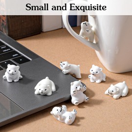 Cute Polar Bear Car Decor, 8 Pcs Car Interior Decorations Accessories for Car Rearview Mirror and Dashboard, Funny Car Ornament Gifts, Mini Polar Bear Car Dashboard Decorations