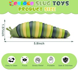 Cevioce Cevioce Sensory Slug Fidget Toys,Mini Fidget Slug Toys for Adults & Kids Party Favors,1Pc Cute Autism Sensory Toys for Autistic Children,Toddler Toys Age 3+, Easter Basket Stuffer(Green)