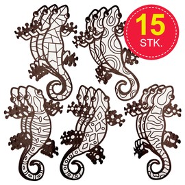 Baker Ross FN194 Gecko Lizard Window Decorations for Colouring - Pack of 15 Stained Glass Effect Kids Crafts