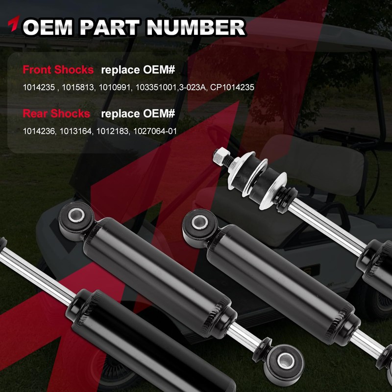 TEMSONE Golf Cart Front and Rear Shock Absorbers Compatible with