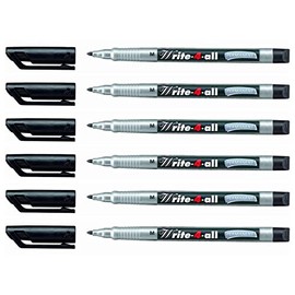 STABILO Write-4-all Permanent Markers Medium Tip Black Pack of 6