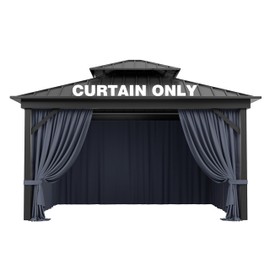 Pakunoda Gazebo Curtain Replacement Universal 4-Panel Sidewalls 10' X 12', Outdoor Privacy Curtains with Double Zipper, Replacement for Patio, Outdoor Canopy, Garden, and Backyard (Curtain Only)