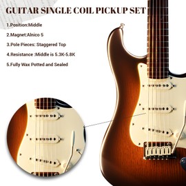 Phrilam Pro ST Staggered Vintage Alnico 5 Single Coil Middle/50mm Pickup 5.6K for Strat Style Electric Guitar,Cream