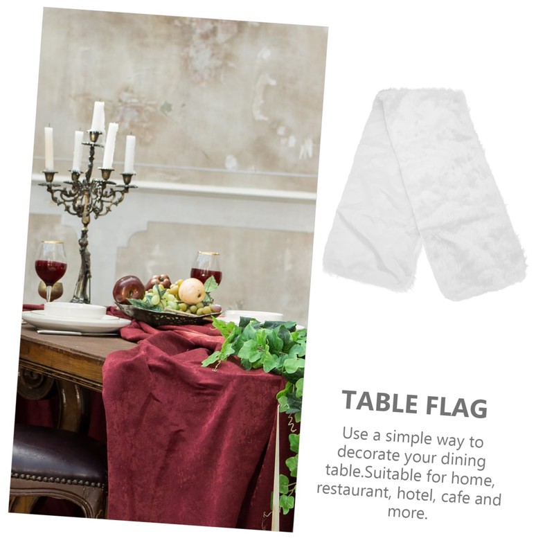 iplusmile 1Pc Plush Christmas Table Runner Decorative White Table Flag