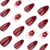 24 Pcs Red Press on Nails Almond Short Fake Nails