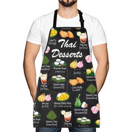 Thai Desserts Asia Cuisine Lover Kitchen Apron Mom Dad BFF Thailand Tea Food Cooking New Home Merch (Thai Desserts Asia)