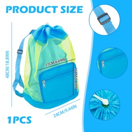 Large Sand Toys Beach Bag, Foldable Mesh Toy Storage Pouch with Zipper, Organizer for Bucket and Spade Set, Sandpit Playthings for Kids Family