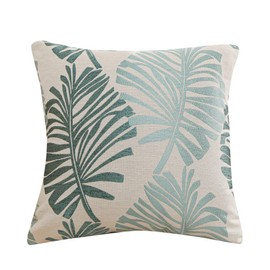 YunJeude Cushion Covers 55x55cm Nordic Set of 2 Cotton and Linen Stylish Cute Leaf Pattern Jacquard Zipper Simple Modern Decorative Sofa Cushion Covers (55x55, Green)