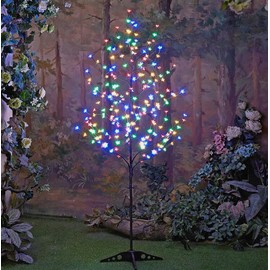 Lightshare 6.5FT LED Lighted Cherry Blossom Tree, 208 LED Warm White to Multicolor, Timer and Dimmer with Remote, Home Garden, Summer, Wedding, Holiday, Party Decoration for Indoor and Outdoor Use