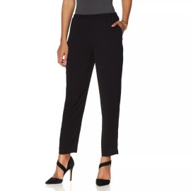 Vince Camuto Crepe Slim-Leg Ankle Pant in Rich Black, M