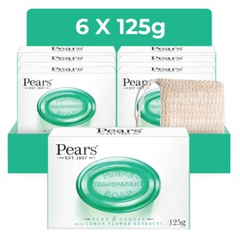 Pears Lemon Soap Bars 125g 6 Pack + 1x Soap Bag
