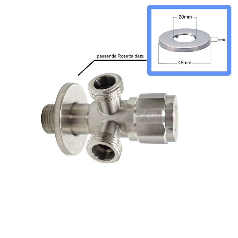 Lazardo Stainless Steel Double Angle Valve Quick Release with Outlets