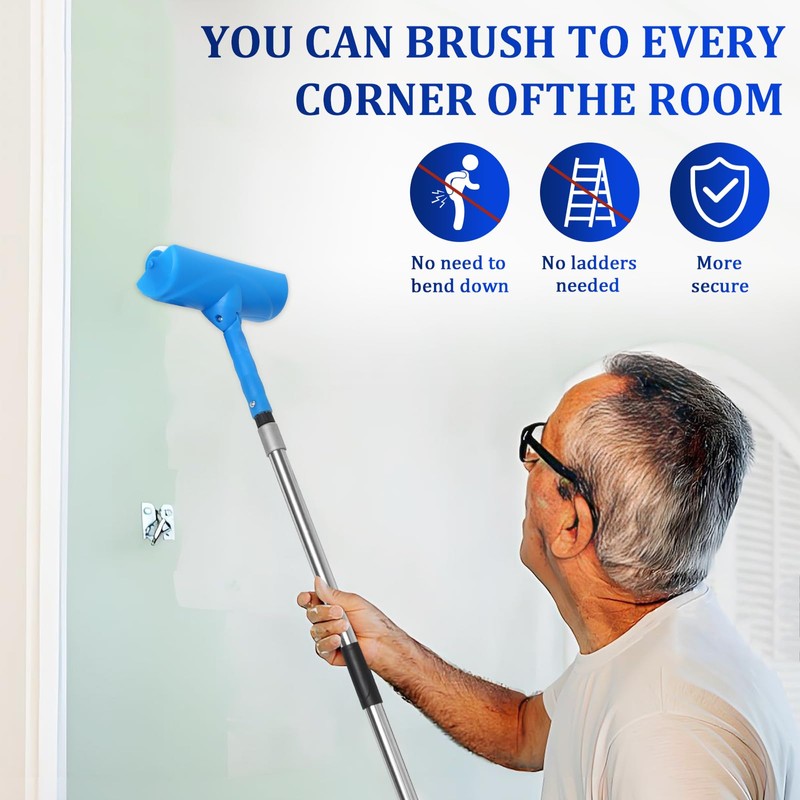 Ceiling Paint Roller No Drip Kit,9FT Extension Pole Included –