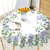 Eikione Lavender Round Tablecloth 60 Inch, Floral Oilproof, Wrinkle Resistant