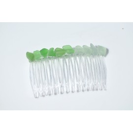 Delicate Shades of Genuine Green and Aqua Sea Glass Hair Comb