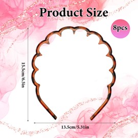 Wanmu 8 PCS Zig Zag Headbands, Plastic Wavy Hair Bands with Teeth Zigzag Head Bands Shark Tooth Hair Comb Hoop Accessory for Women Girls