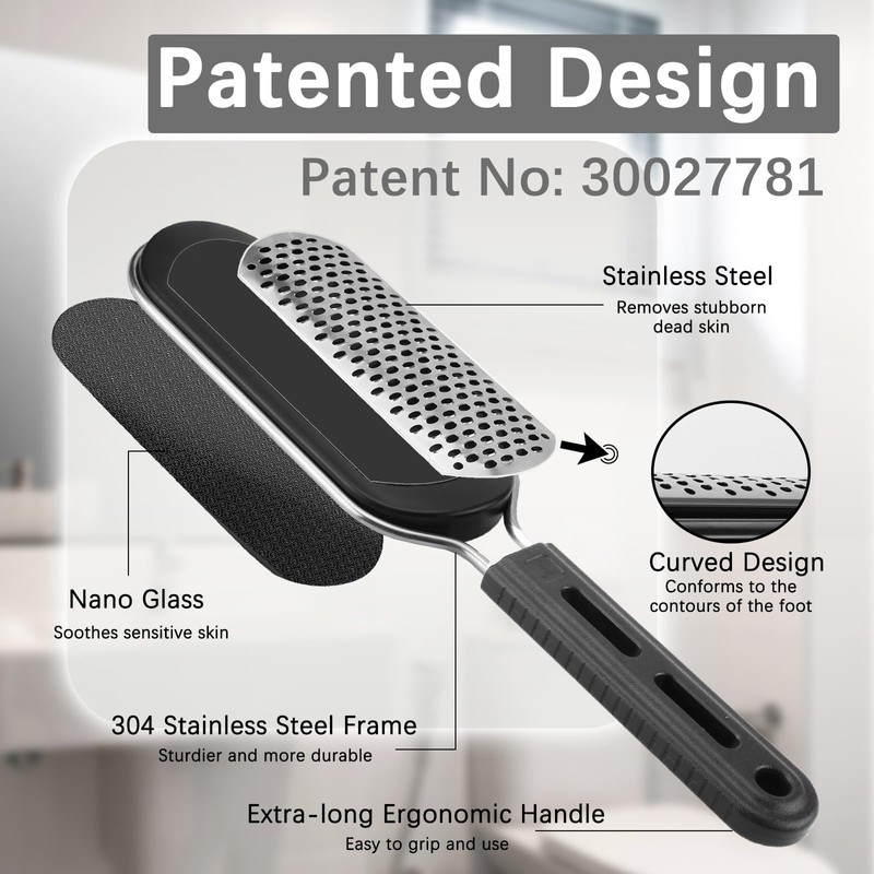 FREATECH Dual-Sided Foot File, Callus Remover with Nano Glass &