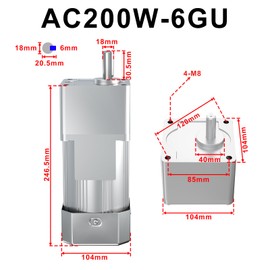 Bemonoc Larger Power 200W 110V AC Gear Reducer Motor High Torque Low Speed 7.5Rpm Output Shaft 18mm with AC Speed Controller for Industry