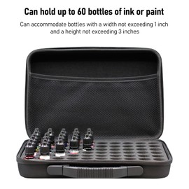 Alcohol Ink Storage Organizer Carrying Case, Holds 60 Bottles, Hard Shell Storage Box with Shockproof Foam Padding, Paint Travel Box Container for Stickles Glitter Glue Glossy