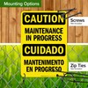 Caution Maintenance In Progress Bilingual Sign, 10x7 Inches, Rust Free