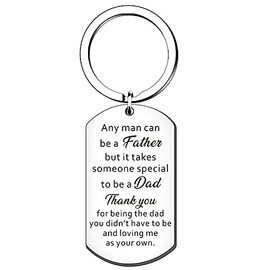 SMARGO Step Dad Keyring Gifts For Fathers Day Birthday Stepdad Keychain Any Man Can Be A Father But It Takes Someone Special To Be A Dad