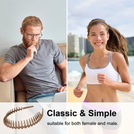 WHAVEL 6 PCS Non Slip Plastic Headbands for Women, Black Headband with Teeth Comb Head Band Wavy Zig Zag Headbands Effortless Hair Bands for Women Men(F)