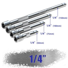TXXATX 1/4 Extension Bar 4 Pieces Drive Socket Extension Impact Socket Extension Bar Set 50 mm 75 mm 100 mm 150 mm Extensions Socket Tool CR-V Steel Wrench Extender for Socket Wrench Ratchet