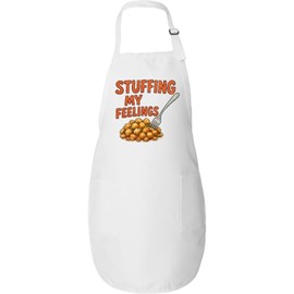 inktastic Stuffing My Feelings Funny Thanksgiving Humor Adult Apron White 46e27