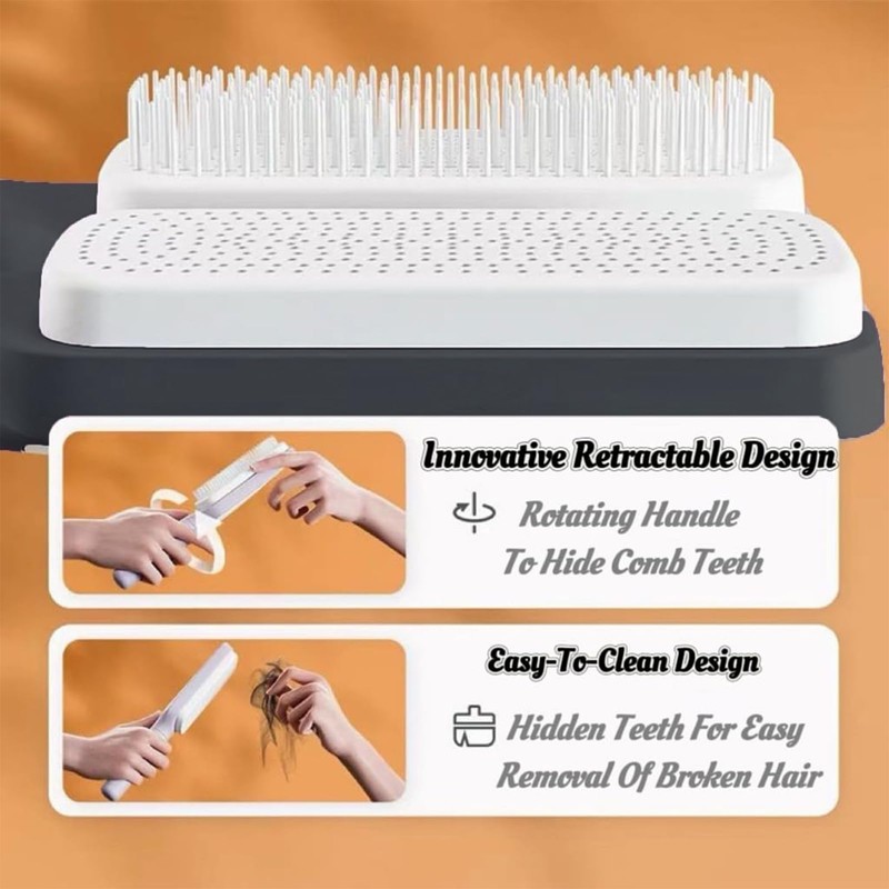 Itadaku Self Cleaning Hair Brush for Women, One-Click Cleaning Comb,