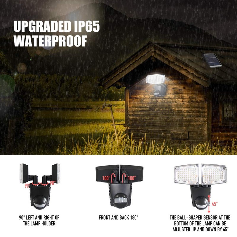 FORCETEK Solar Lights Bright 1500LM 100 LED Outdoor Solar Power