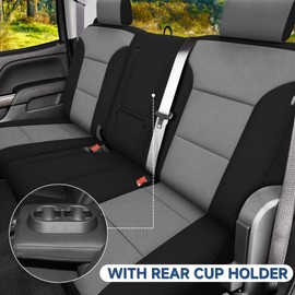 GIANT PANDA Neoprene Rear Seat Covers Customized Chevy Silverado & GMC Sierra1500 2500HD 3500HD Crew Double Cab(2014-2018), Waterproof&UV Resistant, Foam Padded, Front Seat Cover Set, Black&Gray/Grey