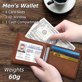 WisePoint Bifold Wallets for Men, RFID Blocking Wallet PU Leather Wallets for Men Minimalist Wallet, Lightweight Men's Wallet Mens Slim Wallet for Work, Shopping (brown)
