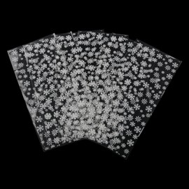 Totelux Christmas Snowflakes Cellophane Bags 100PCS Clear Plastic Goodie Bags Winter Snowflakes Treat Bags with Ties for Cookies Candy Gift Wrap Christmas Party Favor Supplies