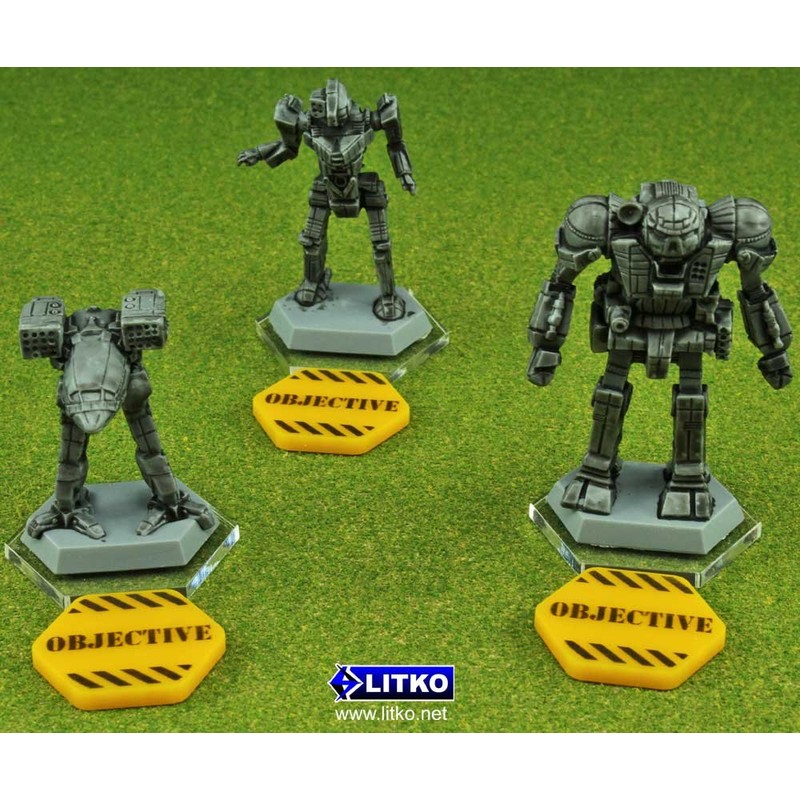 LITKO Hazard Stripe Objective Tokens Compatible with Battletech Opaque Gold