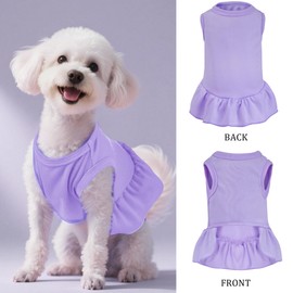 2 Pcs Dog Dresses Cat Skirt Solid Color Dog Clothes Summer Sleeveless Puppy Girl Clothes for Small Pet Dogs Cats (Pink,Light Purple, Small)