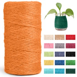 JeogYong Jute Twine String 2mm 328 feet Thick 3-Ply Natural Jute Rope Hemp Twine for Crafts Gift Wrapping Packing Gardening Wedding and Christmas Decorations (Orange)