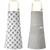 2 Pieces Linen Cooking Kitchen Apron for Women and Men