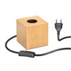 ledscom.de Hito Table Lamp, Switch, Real Wood (Rubber Tree), Square,