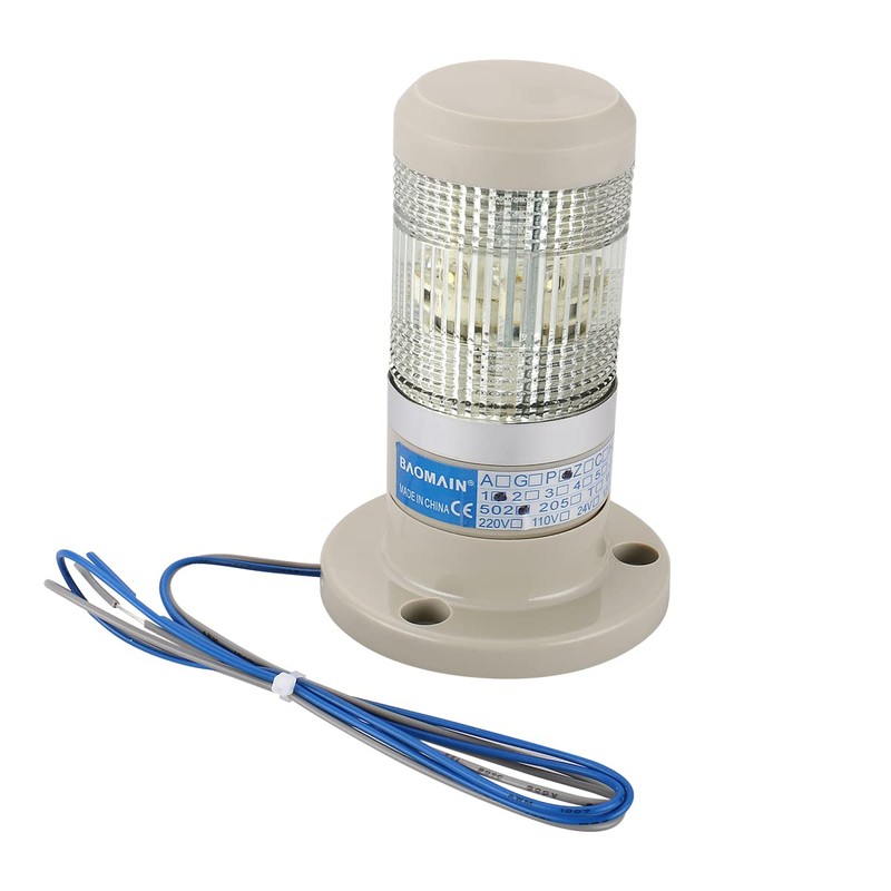 BAOMIAN 110V AC Industrial Signal Tower Light, White LED Continuous
