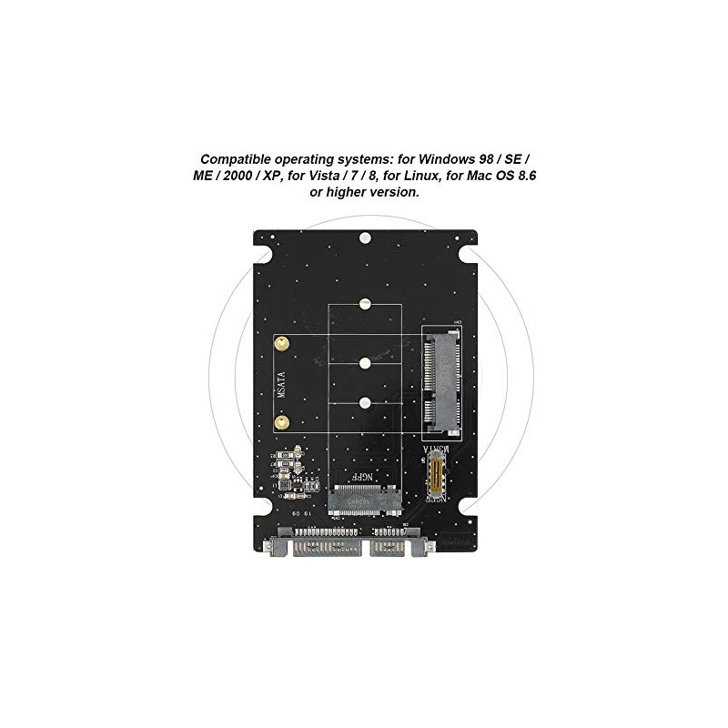 Adaptador NGFF a SATA, 2 en 1 Mini M.2 NGFF
