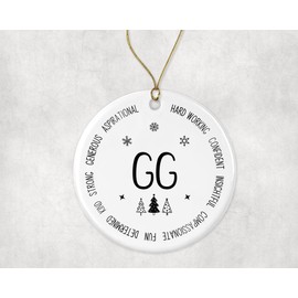 GreenStar Gifts Descriptive Gg Ornament, Best Gg Ever Ornament, Gg Xmas Keepsake Gift from Daughter Or Son, New Gg Ornament, First for Gg Printed on Both Sides