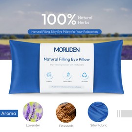 Lavender Eye Pillows for Relaxation, Yoga Eye Pillow for Meditation, Microwavable Weighted Eye Pillow for Yoga, Moist Heat & Cold Eye Compress with Aromatherapy (Blue)