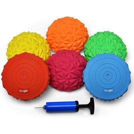 Exercise Hedgehog Balance Pods for Core Body Balancing-for Kids & Adults, Comes with Hand Pump-Set of 6 - Colour: 3. Rocky Balance Pod