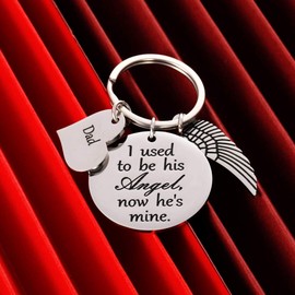 Dad Memorial Gift Keychain for Loss of Father Daughter Son in Memory of Daddy Remembrance Jewelry Sympathy Gift I Used To Be His Angel Keyring