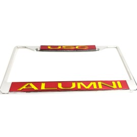Metal USC Trojans Laser  Cut Silver  Chrome  Alumni  LICENSE PLATE Frame Man Cave Must