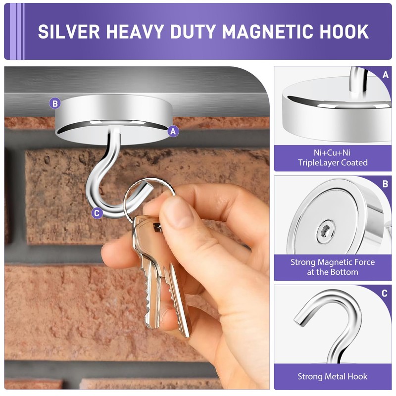 Neosmuk 100lb+ Extra Strong Magnet with Hook for Fridge,Heavy Duty