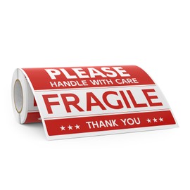 YIKIADA 120 PCS Fragile Stickers Handle with Care Warning Labels 6 ×4 Inches Vinyl Self Adhesive Fade Resistant Waterproof for Shipping Moving Boxes Package