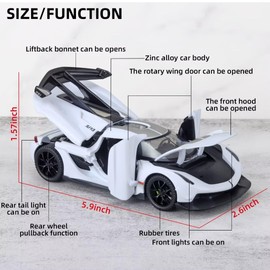 OANMYJJO Toy Cars for Kids 1/32 Jesko Die Cast Metal Toy Cars,Collectible Jesko Model Car,Pull Back Jesko Toy Car with Light and Music,Cars Toys for Age 3+ Year Old Boys(White)